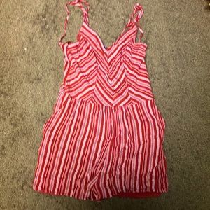 Romper Small by One Clothing It’s lined red striped 2 pockets EUC
